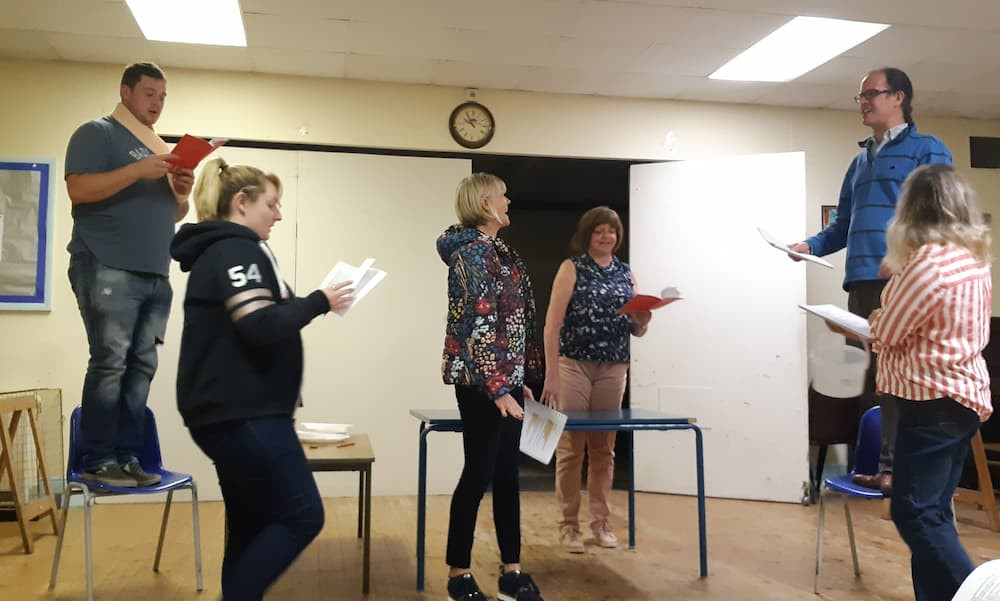 Play rehearsal in the Parish Hall - Am Dram Thank You Ham 2019